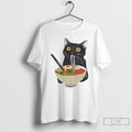 Premium Black Cat Eating Ramen Japan T-Shirts, Hoodie, Sweatshirt | PureTeeCo.com