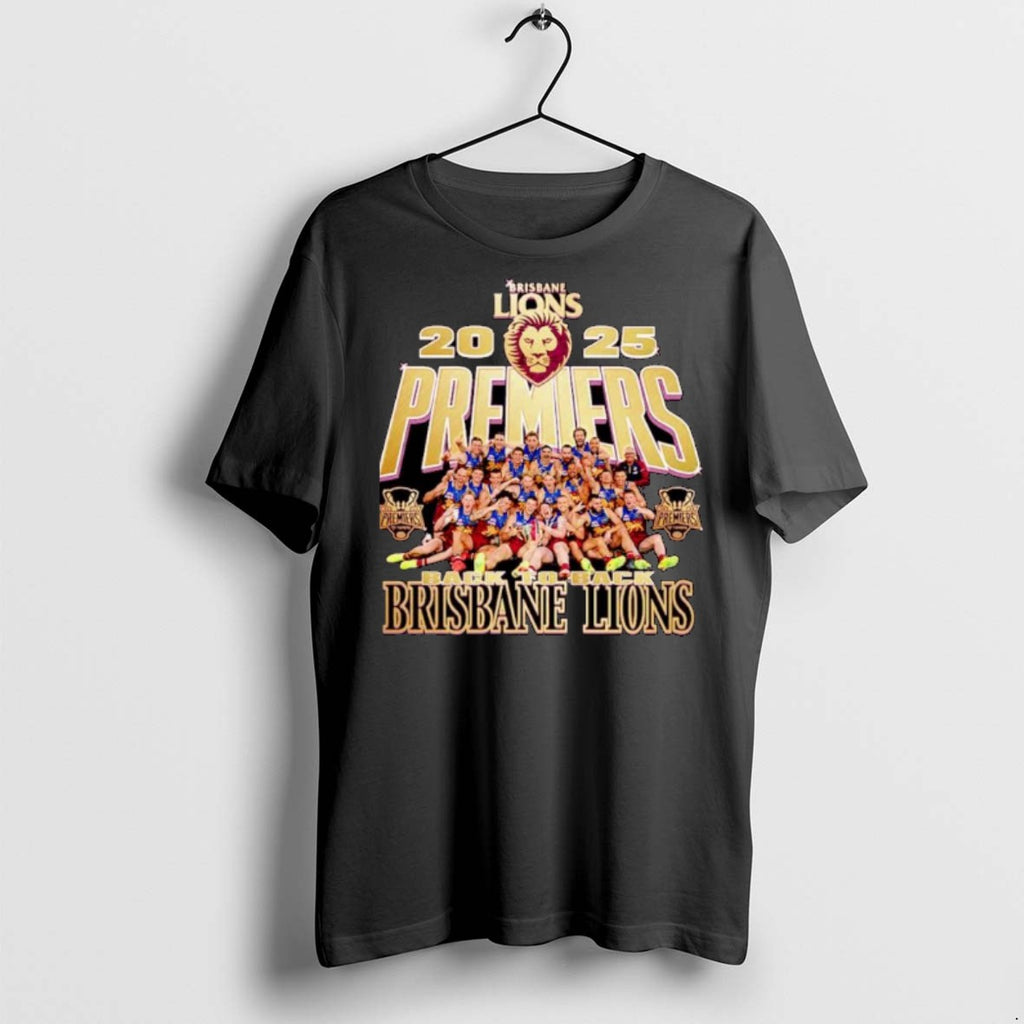 Premium Brisbane Lions 2025 Afl Back To Back Graphic Ornaments T Shirts