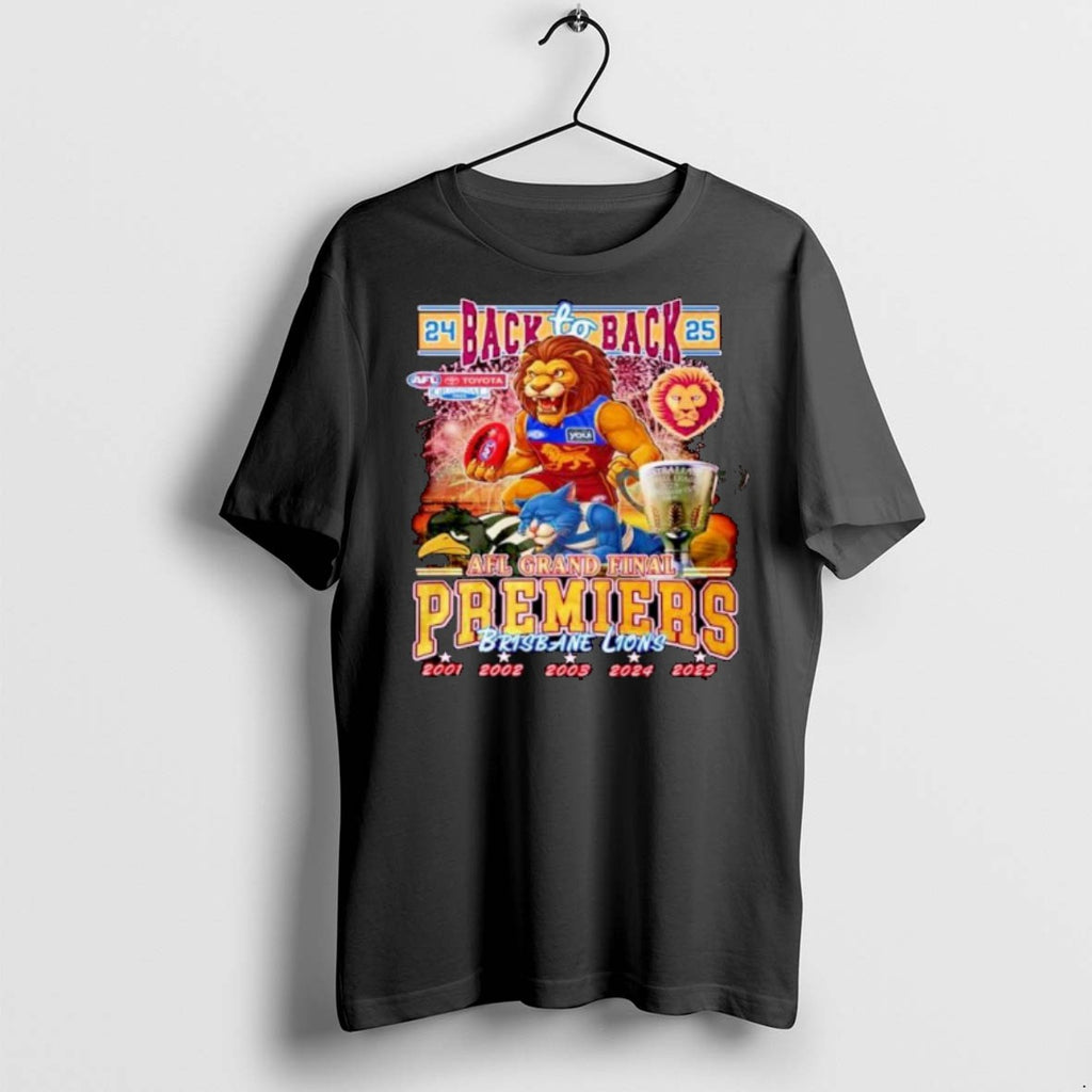 Premium Brisbane Lions 2025 Afl Grand Final Premiers Back To Back Mascot Ornaments T Shirts