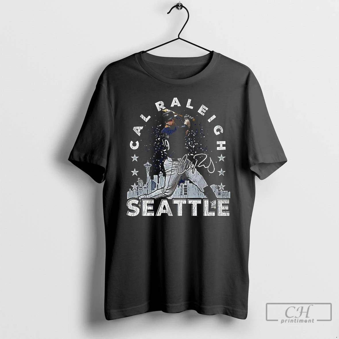 Premium Cal Raleigh Seattle Mariners Baseball Gritty Skyline Siganature T Shirts