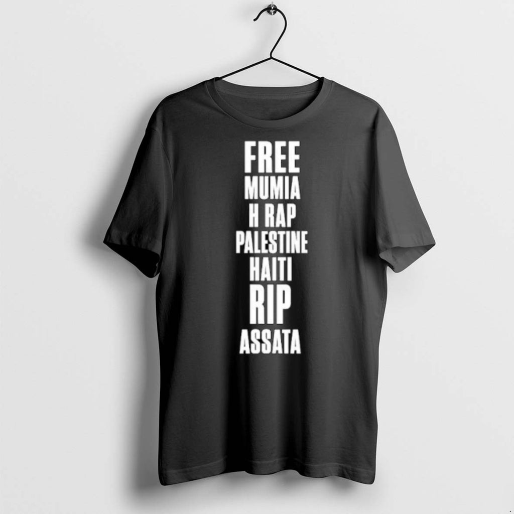 Premium Chuck D Wearing Free Mumia H Rap Palestine Haiti Rip Assata Ornaments T Shirts