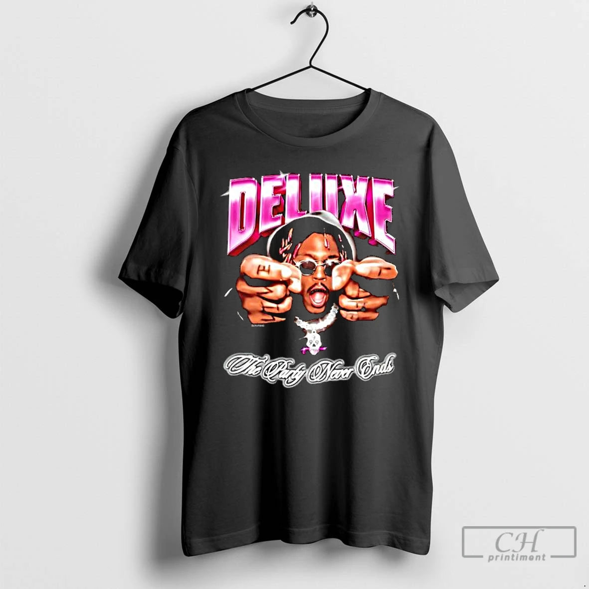 Premium Deluxe The Party Never Ends Graphic Print T-Shirts, Hoodie, Sweatshirt | PureTeeCo.com