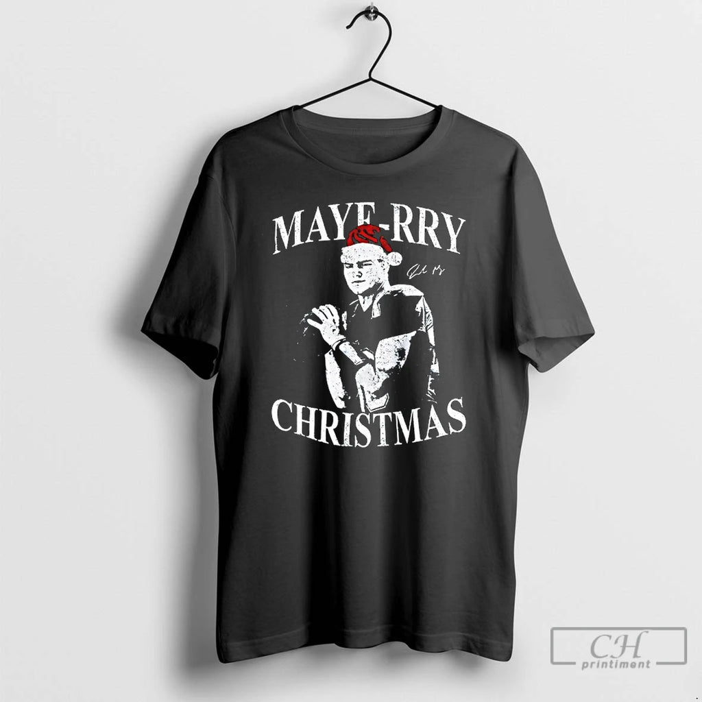 Premium Drake Maye Santa Maye Merry Christmas T-Shirts, Hoodie, Sweatshirt | PureTeeCo.com