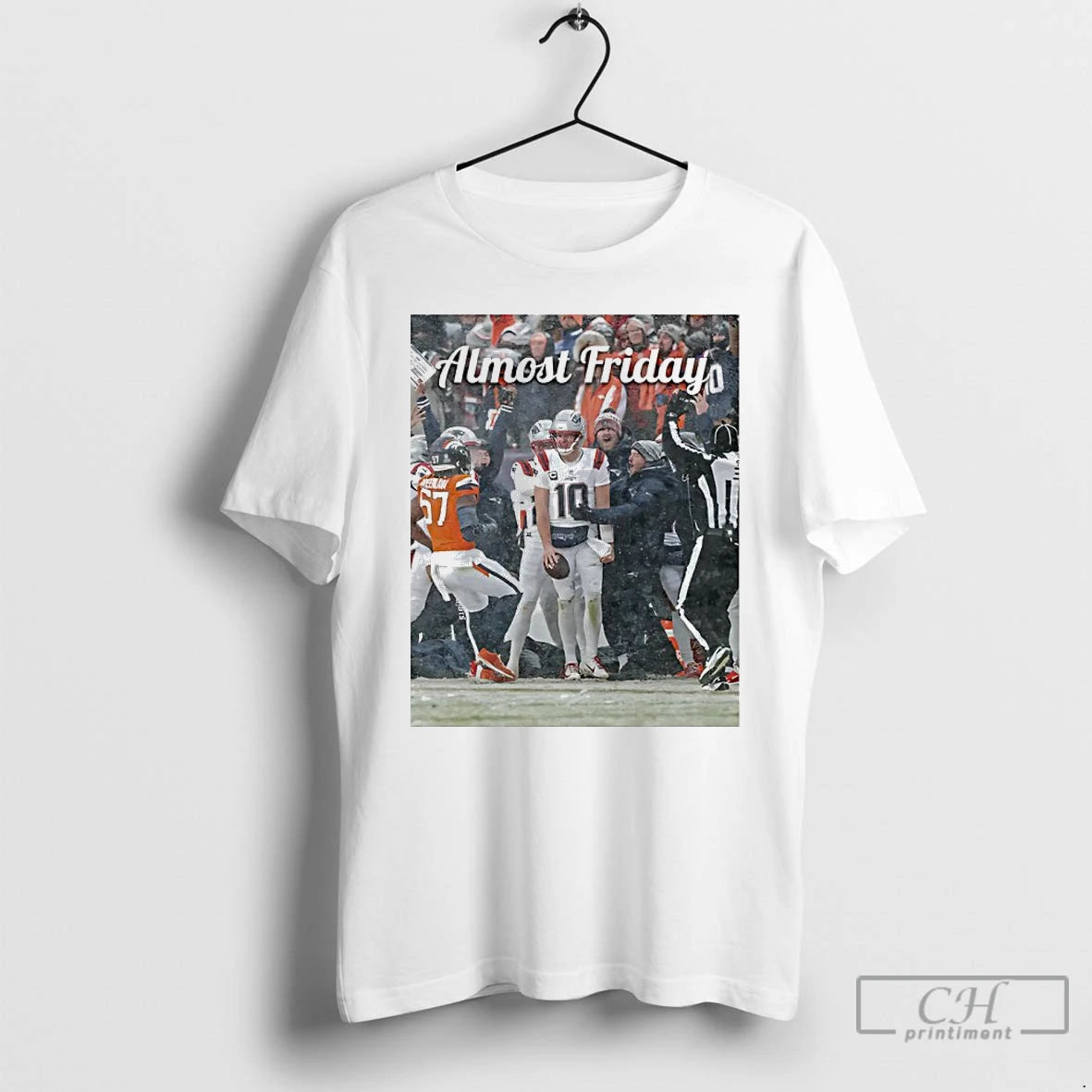 Premium Drake Maye Snow Patriots Almost Friday Photo T-Shirts, Hoodie, Sweatshirt | PureTeeCo.com