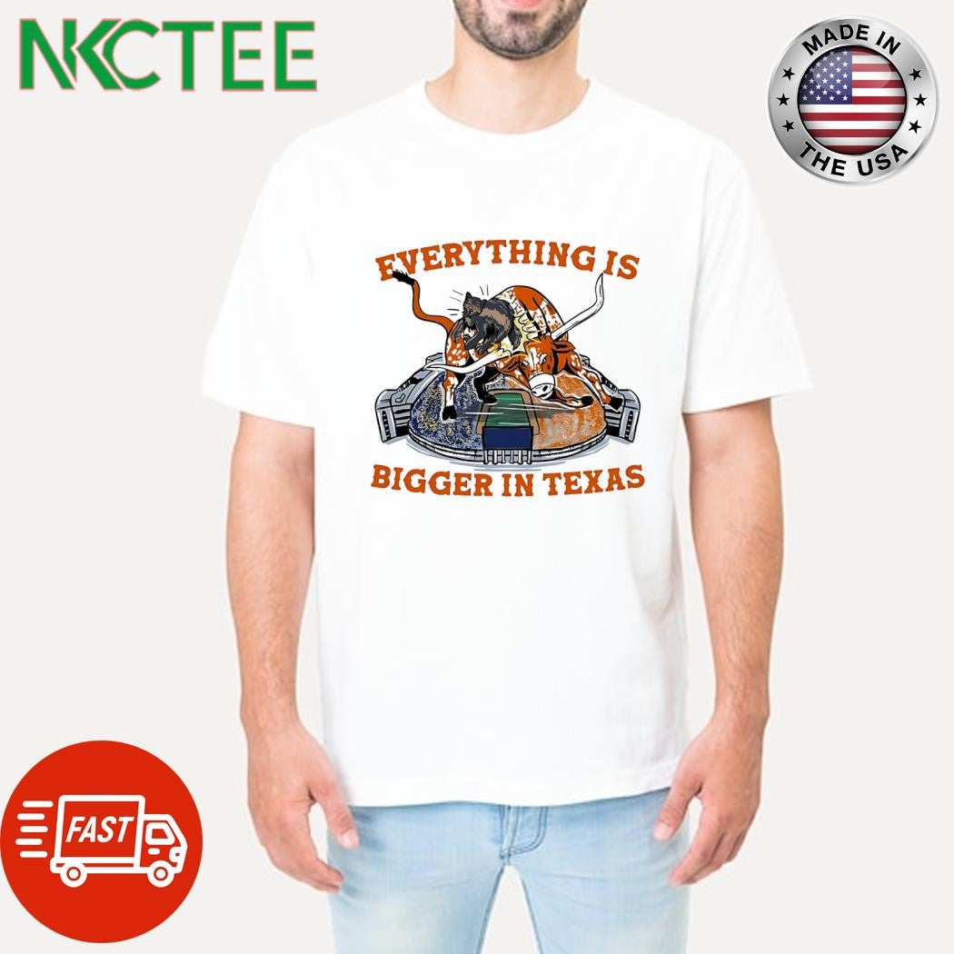 Premium Everything is Bigger In Texas Longhorns Vs Michigan Wolverines mascot stadium shirt