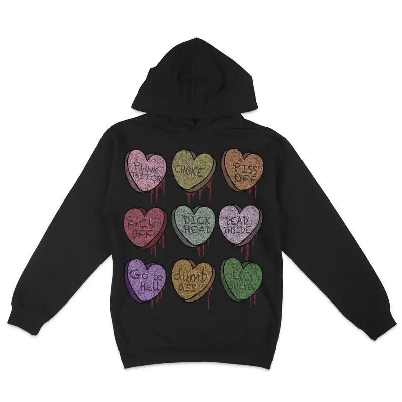 Premium Fleece Hoodie - Heart Candy for Valentine's Day Soft Hoodie, Hoodie Pull Over, Vintage Design, Alt, goth, Punk,...
