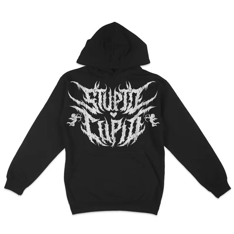 Premium Fleece Hoodie - Stupid Cupid Metal Valentine's Day Soft Hoodie, Hoodie Pull Over, Vintage Design T-Shirts, Sweatshirt