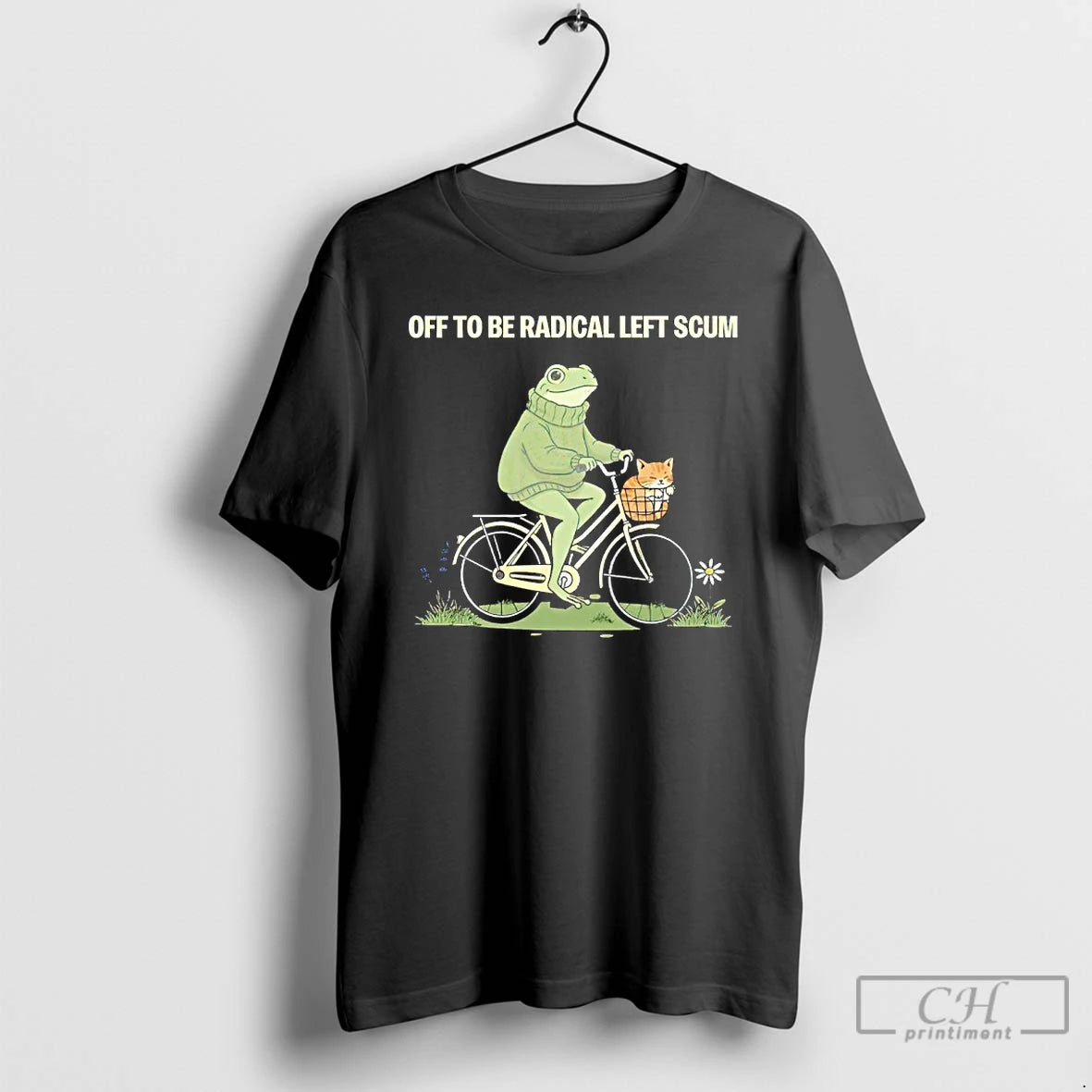 Premium Frog Riding Bike With Cat Off To Be Radical Left Scum T Shirts Sweater Hoodie, Sweatshirt | PureTeeCo.com