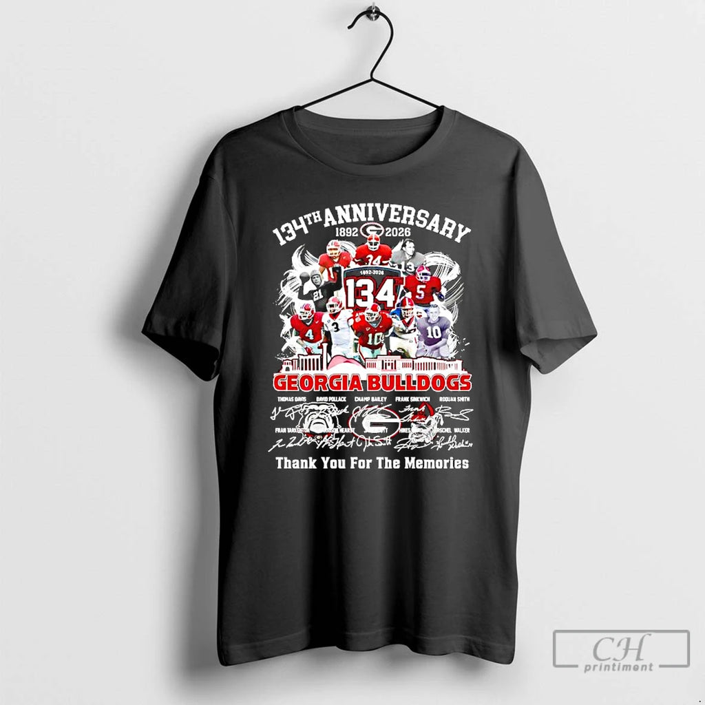 Premium Georgia Bulldogs 134th Anniversary 1892 2026 Commemorative Signatures Players T-Shirts, Hoodie, Sweatshirt
