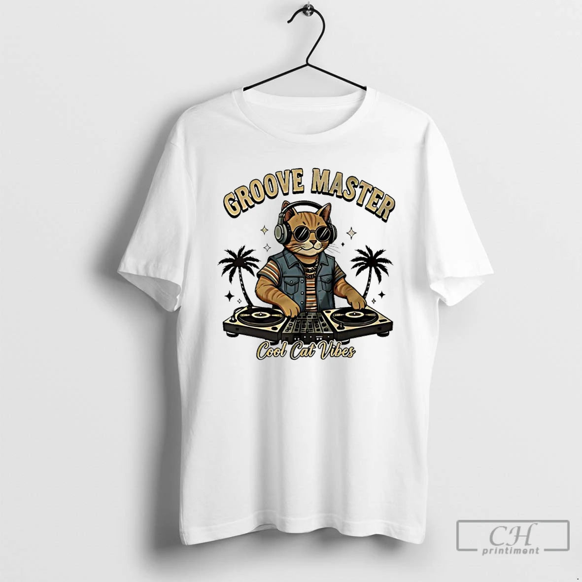 Premium Groove Master Cool Cat Dj Vibes T-Shirts, Hoodie, Sweatshirt | PureTeeCo.com