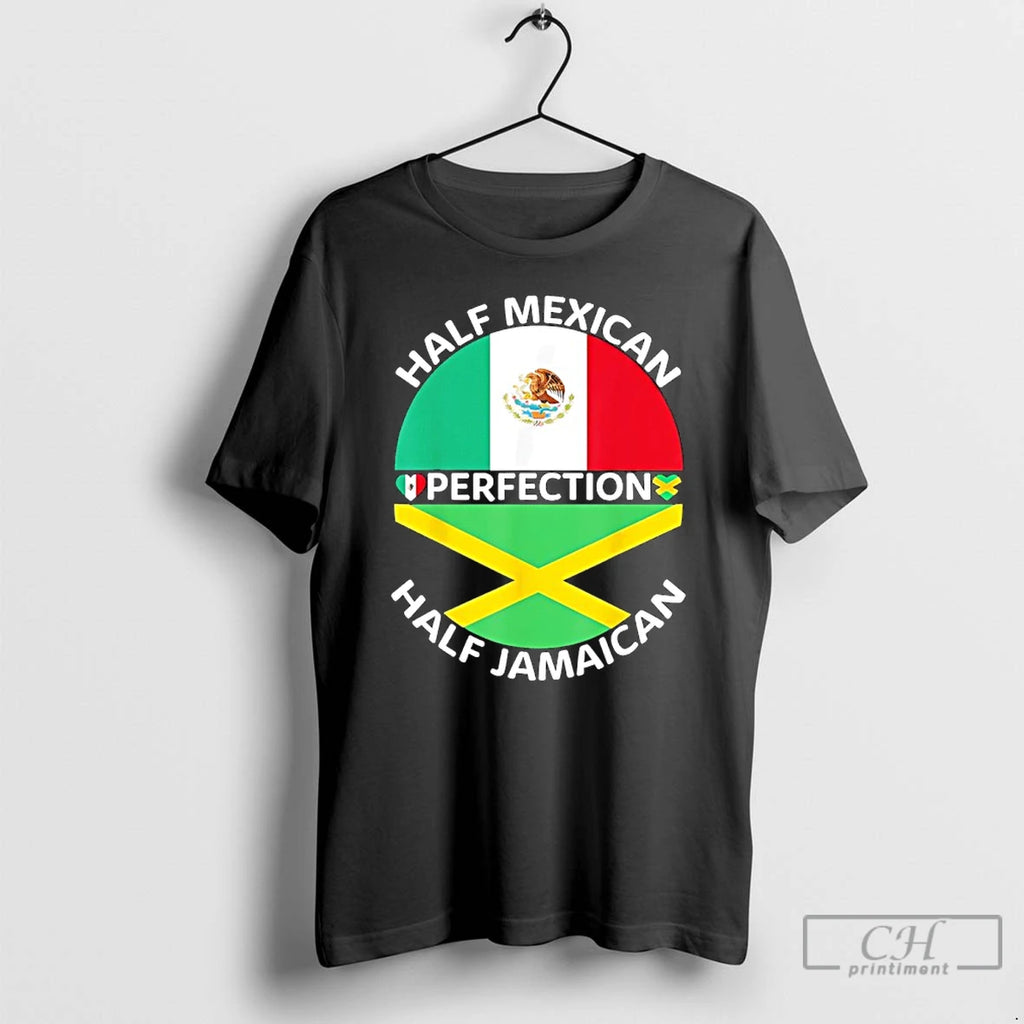 Premium Half Mexican Perfection Half Jamaican Flag T-Shirts, Hoodie, Sweatshirt | PureTeeCo.com