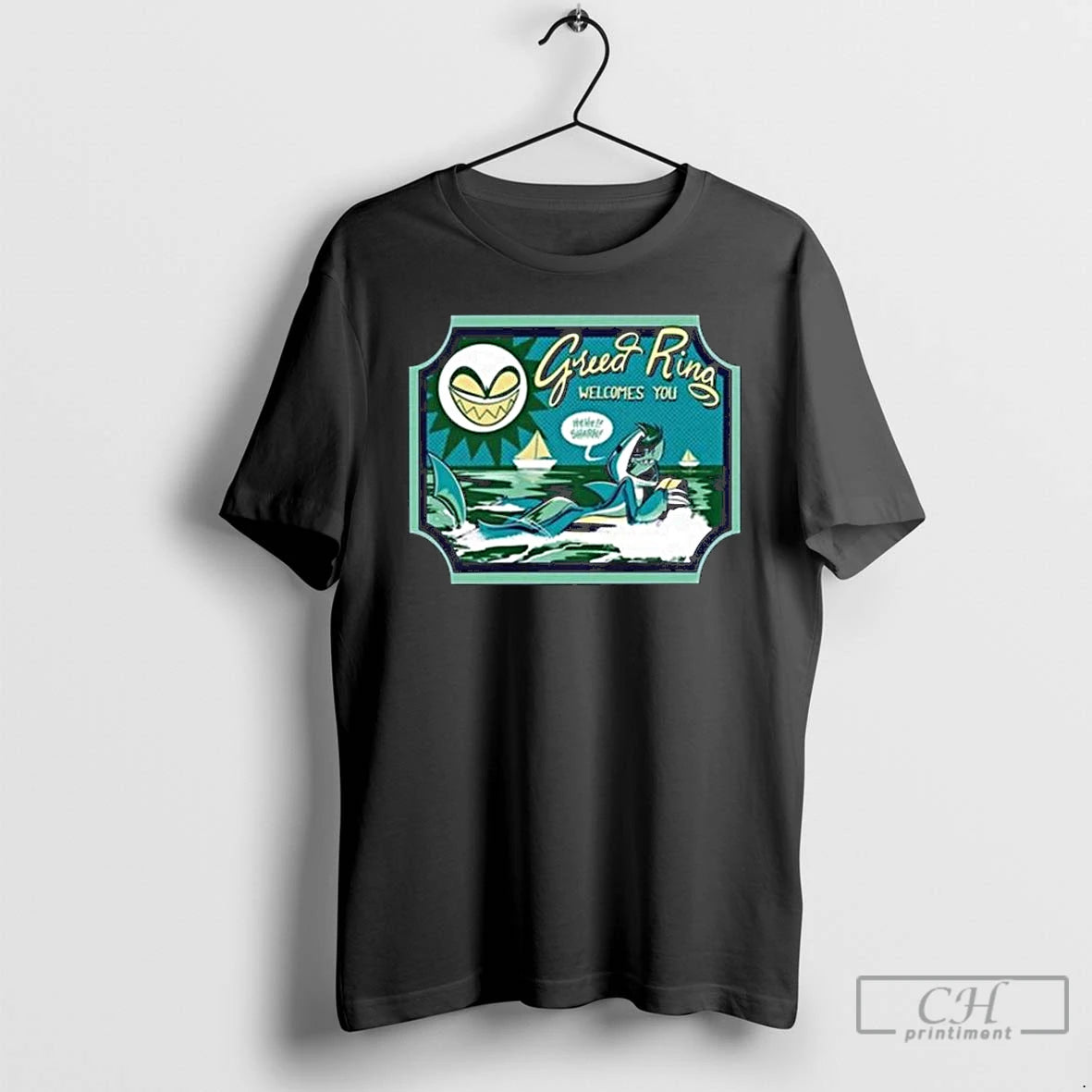 Premium Helluva Boss Chaz Halloween Slasher Shark Robot Long Sleve T Shirts