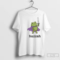 Premium Huzzah Frog Wearing Purple Cloak And Holding Sword T-Shirts, Hoodie, Sweatshirt | PureTeeCo.com