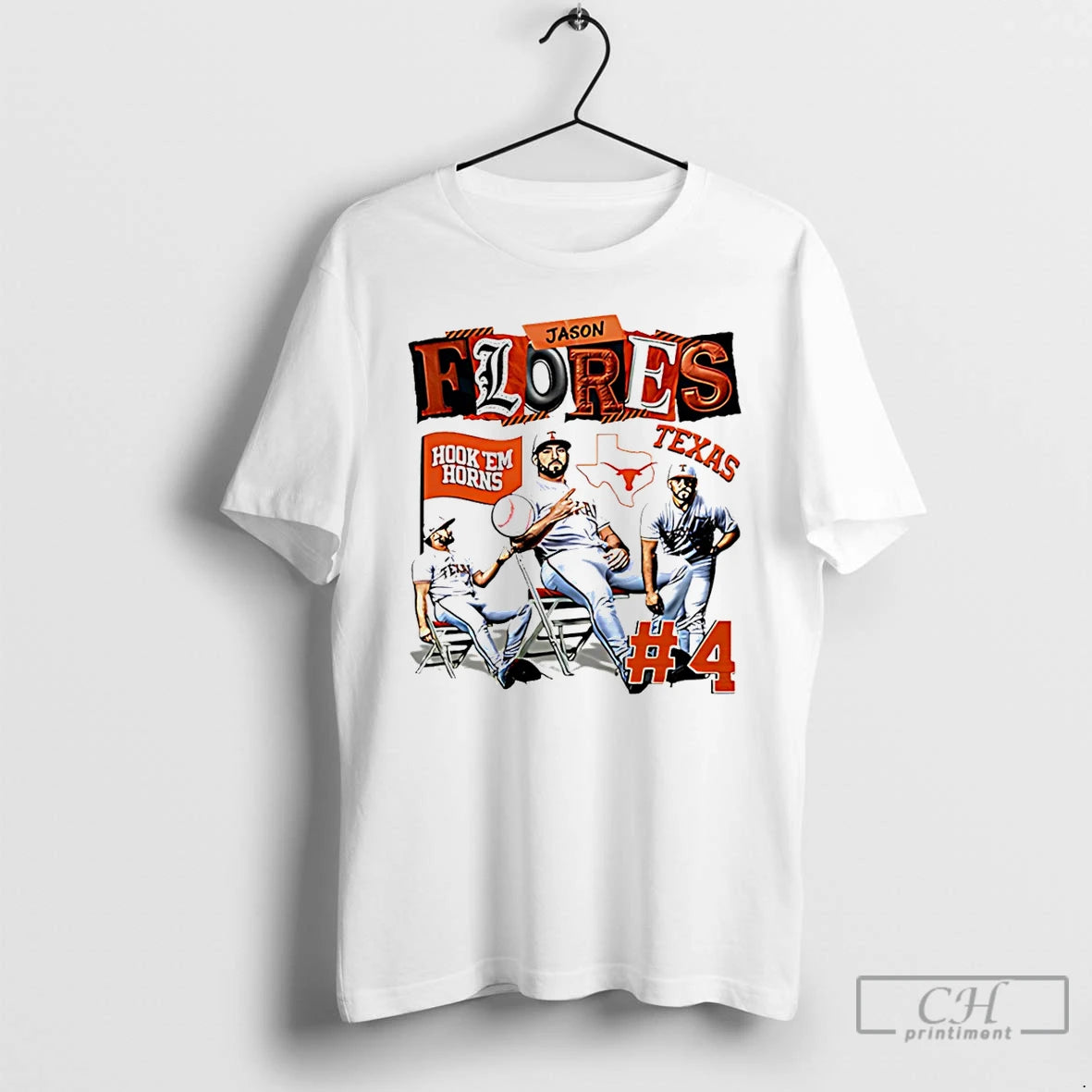 Premium Jason Flores Texas Baseball Ncaa Hook Em Horns Graphic T-Shirts, Hoodie, Sweatshirt | PureTeeCo.com