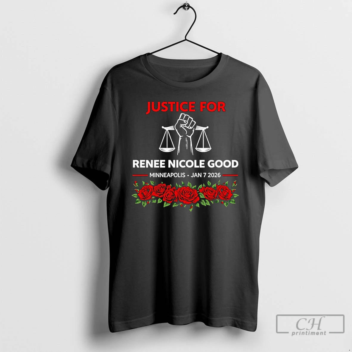 Premium Justice For Renee Nicole Good Minneapolis 2026 Rose T-Shirts, Hoodie, Sweatshirt | PureTeeCo.com