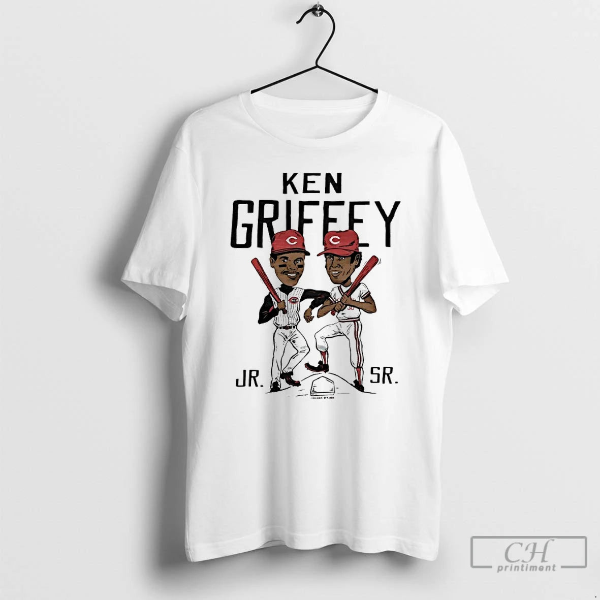Premium Ken Griffey Father And Son Cincinnati Reds Player Caricature T-Shirts, Hoodie, Sweatshirt | PureTeeCo.com