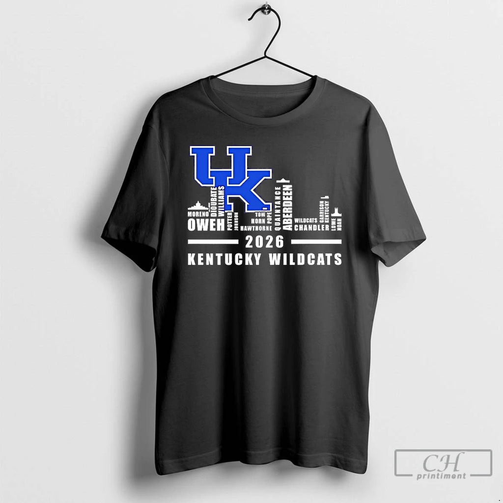 Premium Kentucky Wildcats 2026 Players Names City Skyline Tee Hoodie, Sweatshirt | PureTeeCo.com