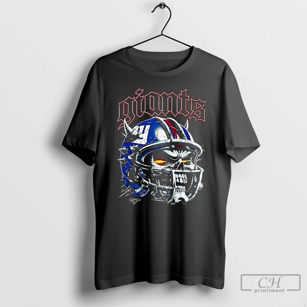 Premium New York Giants Football Skull Helmet Halloween T Shirts