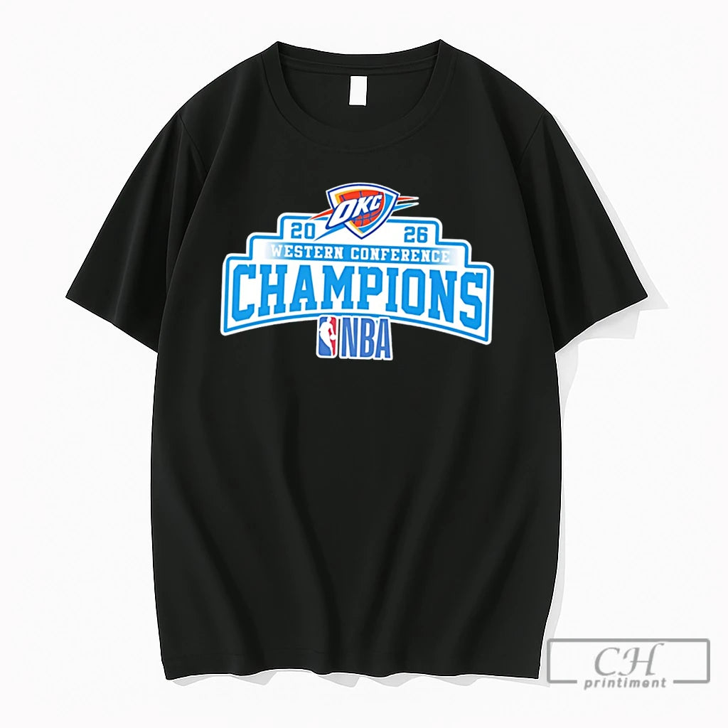 Premium Oklahoma City Thunder Nba Western Conference Champions 2026 Logo Tee