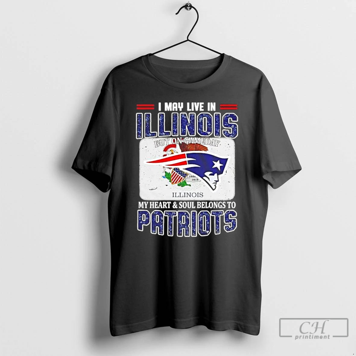 Premium On Gameday My Heart And Soul Belongs To Patriots I May Live In Illinois T-Shirts, Hoodie, Sweatshirt | PureTeeCo.com