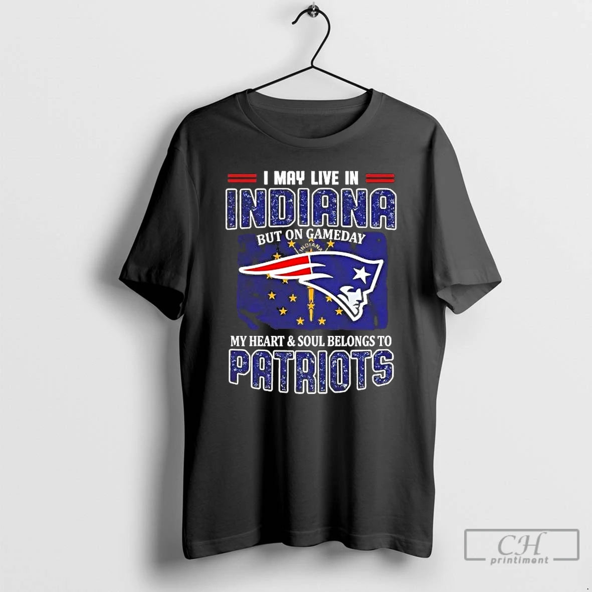 Premium On Gameday My Heart And Soul Belongs To Patriots I May Live In Indiana T-Shirts, Hoodie, Sweatshirt | PureTeeCo.com