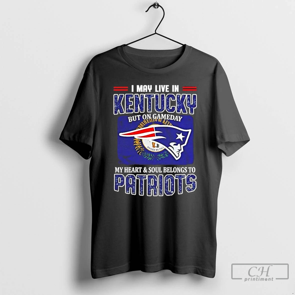 Premium On Gameday My Heart And Soul Belongs To Patriots I May Live In Kentucky T-Shirts, Hoodie, Sweatshirt | PureTeeCo.com