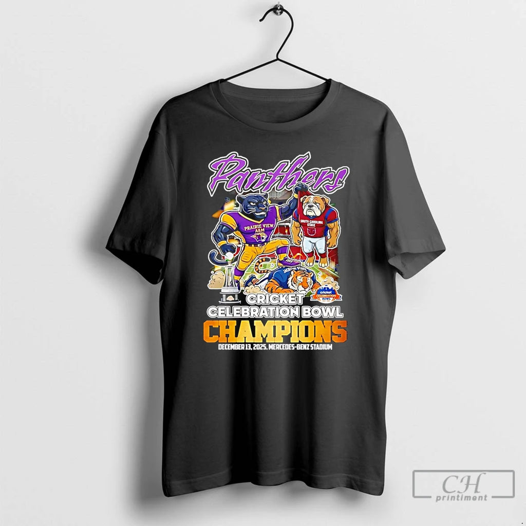 Premium Panthers 2025 Cricket Celebration Bowl Champions Mascot T-Shirts, Hoodie, Sweatshirt | PureTeeCo.com