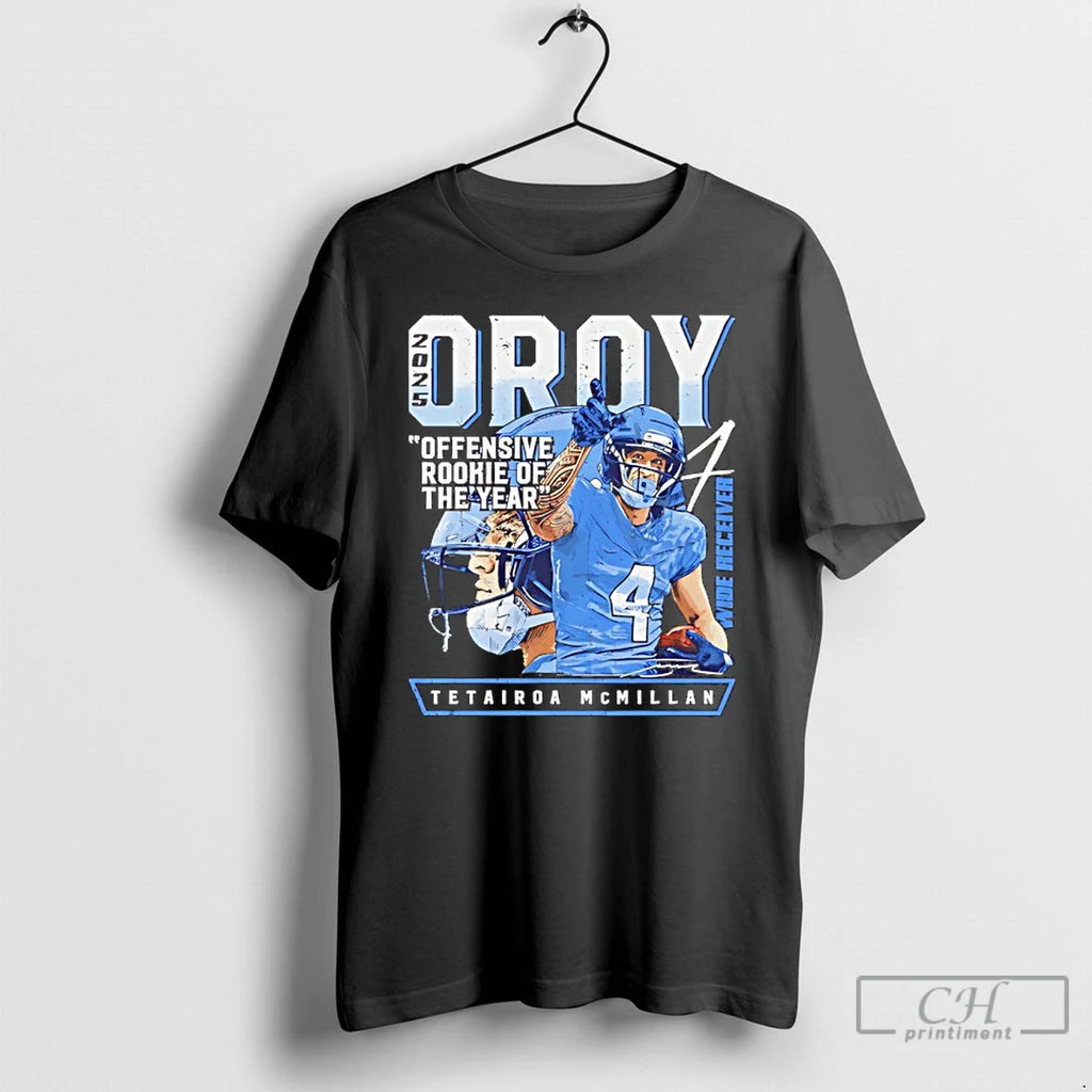 Premium Panthers Tetairoa Mcmillan Offensive Rookie Of The Years 2025 Oroy T-Shirts, Hoodie, Sweatshirt | PureTeeCo.com