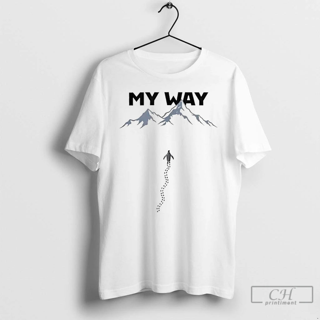 Premium Penguin My Way Mountain T-Shirts, Hoodie, Sweatshirt | PureTeeCo.com