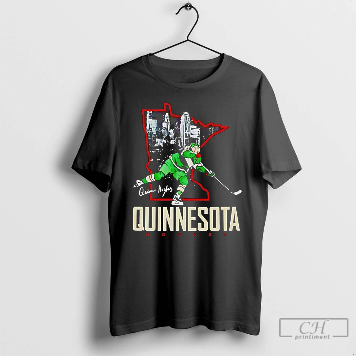 Premium Quinn Hughes Minnesota Quinnesota State Of Hockey T-Shirts, Hoodie, Sweatshirt | PureTeeCo.com