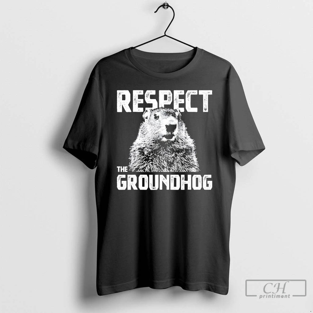 Premium Respect The Groundhog Funny Woodchuck T-Shirts, Hoodie, Sweatshirt | PureTeeCo.com