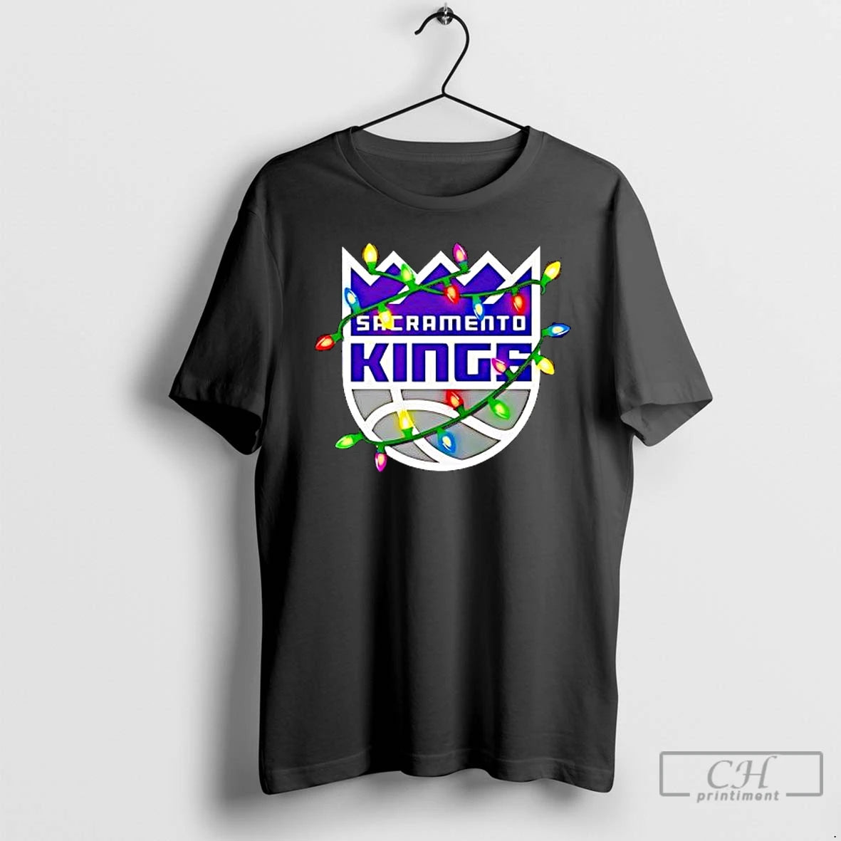 Premium Sacramento Kings Logo Lights Merry Christmas T-Shirts, Hoodie, Sweatshirt | PureTeeCo.com