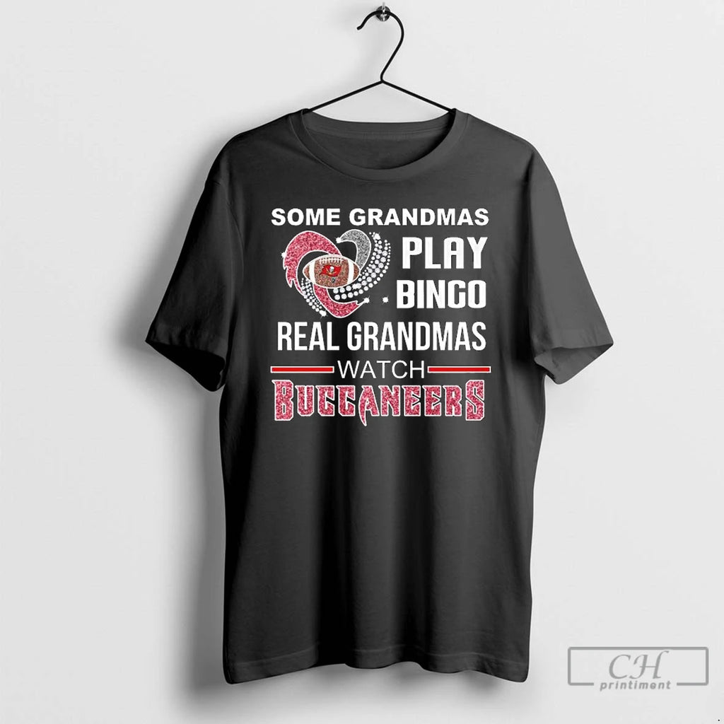 Premium Some Grandmas Play Bingo Real Grandmas Watch Tampa Bay Buccaneers Diamond Heart Long Sleve