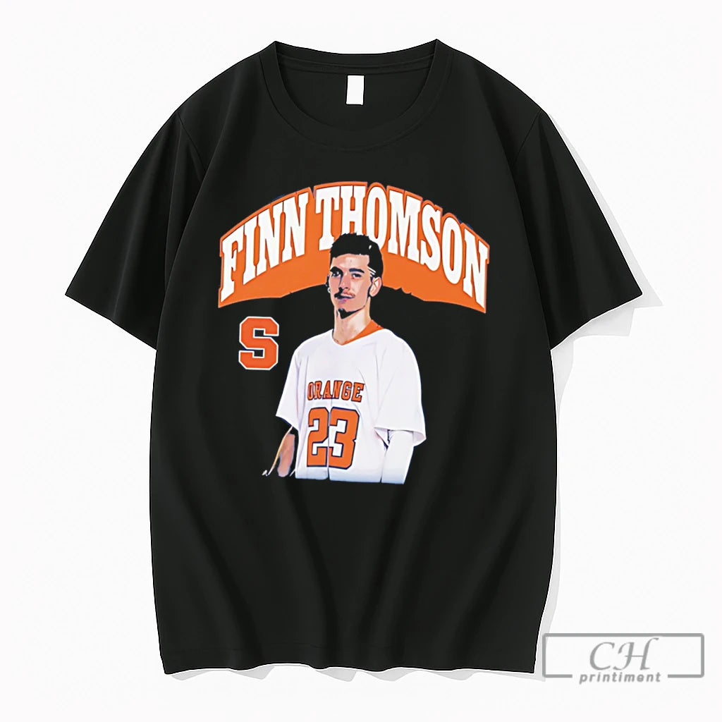 Premium Syracuse Orange Mens Lacrosse Finn Thomson Illustration Tee