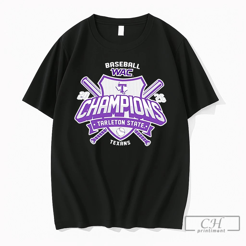 Premium Tarleton State Baseball Wac Champions 2026 Tee