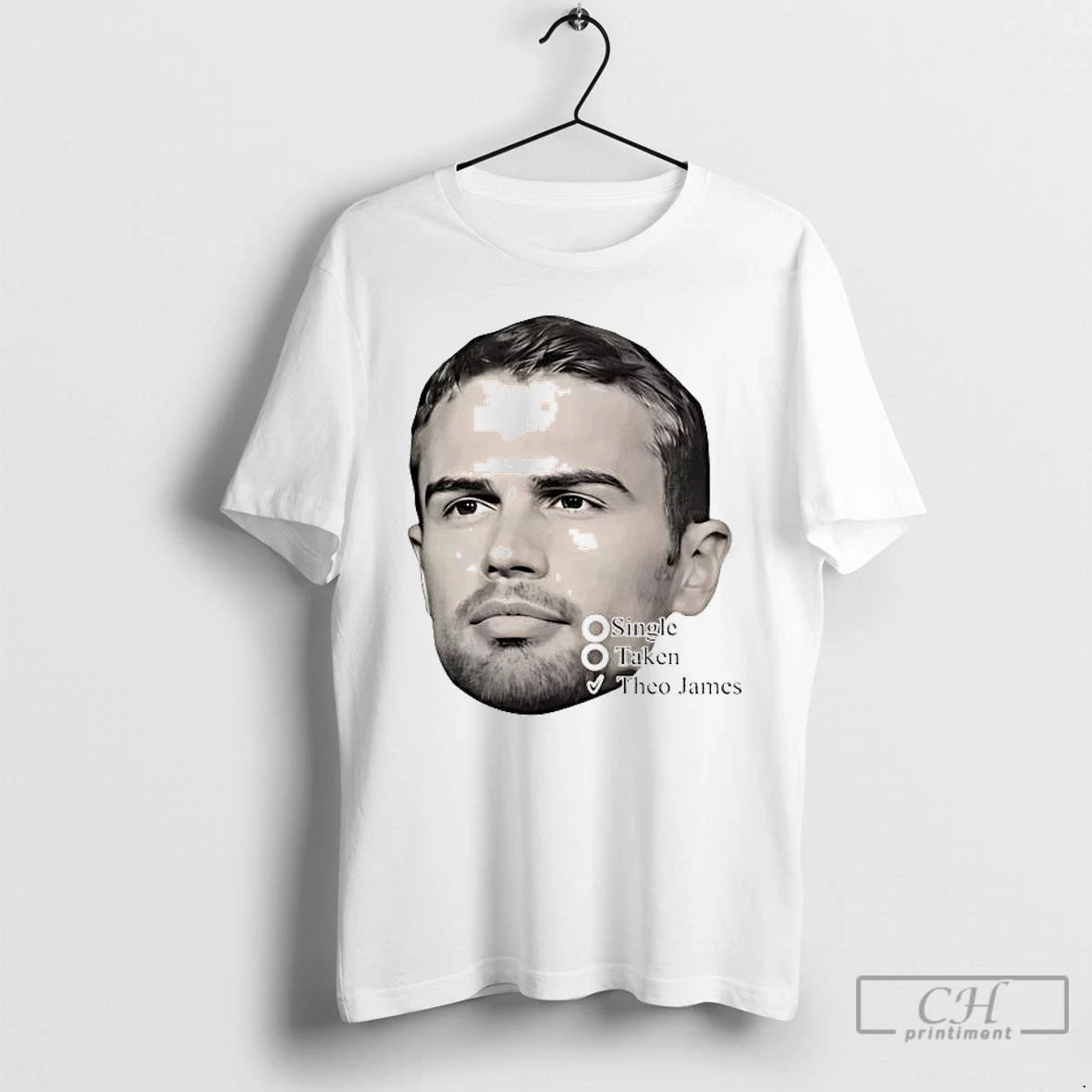 Premium Theo James Single Taken Big Head T-Shirts, Hoodie, Sweatshirt | PureTeeCo.com