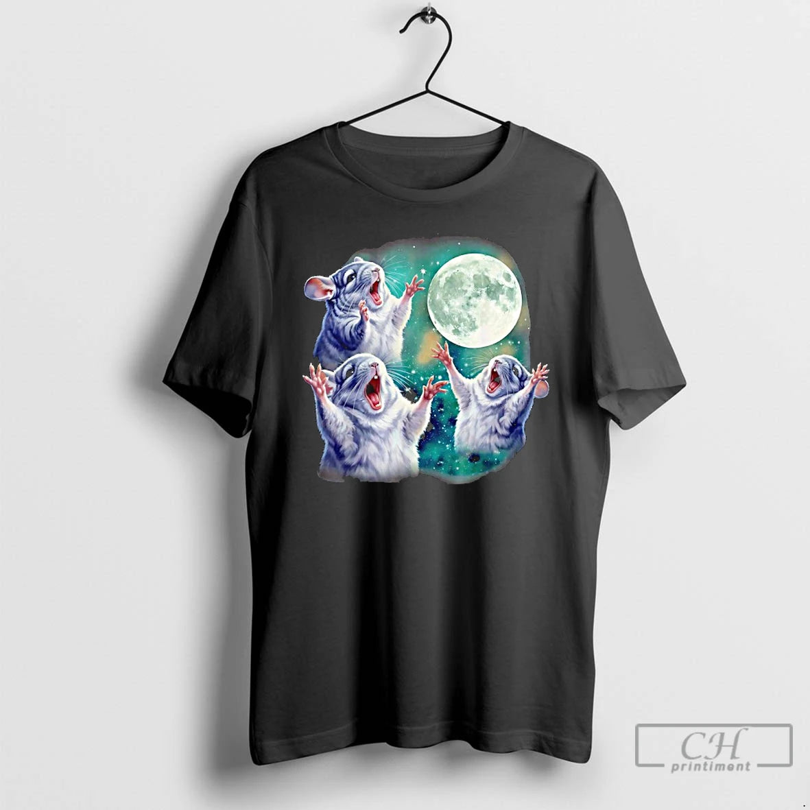 Premium Three Chinchillas Howling At The Moon Cute Animal Meme T-Shirts, Hoodie, Sweatshirt | PureTeeCo.com