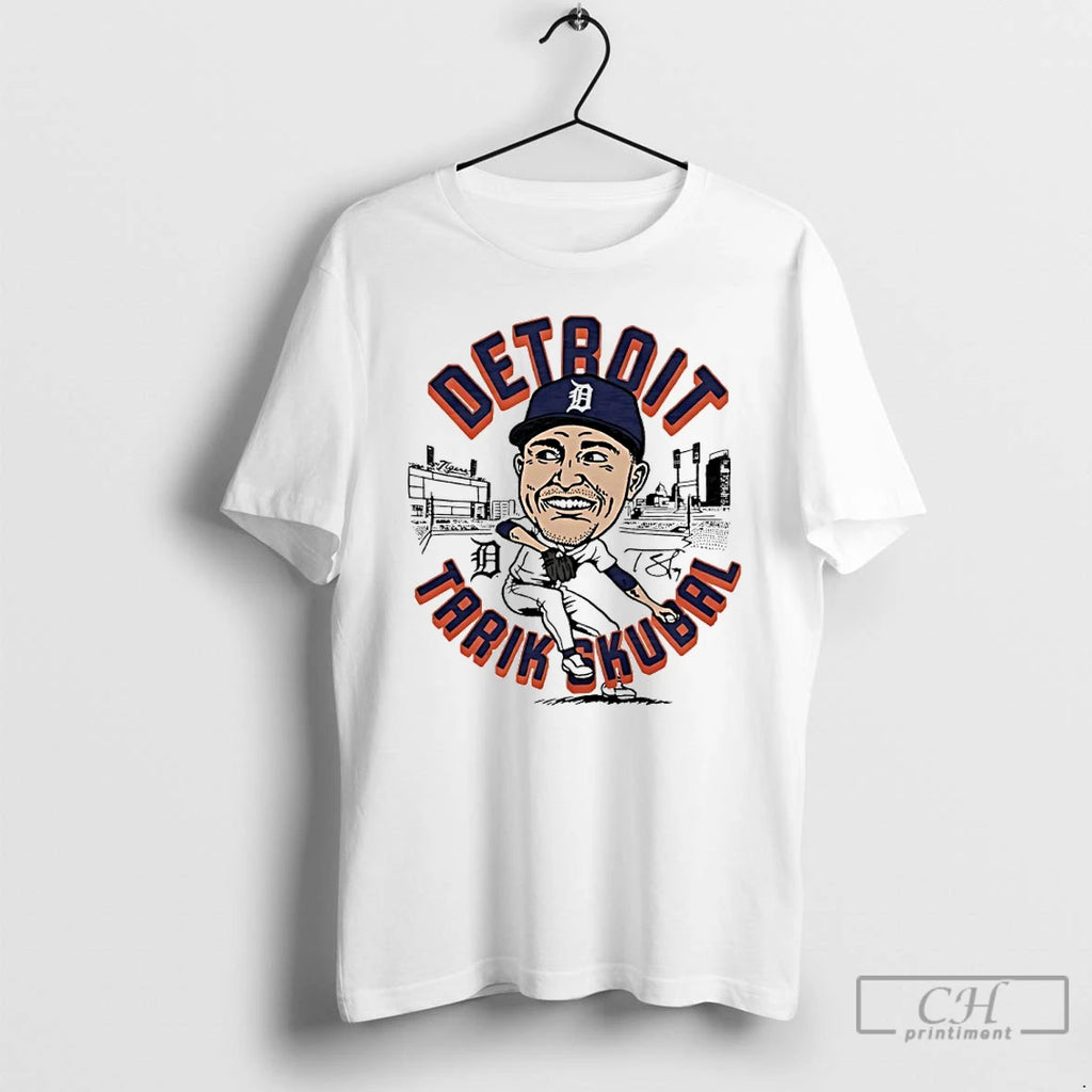 Premium Tigers Tarik Skubal Player Signature Caricature T-Shirts, Hoodie, Sweatshirt | PureTeeCo.com
