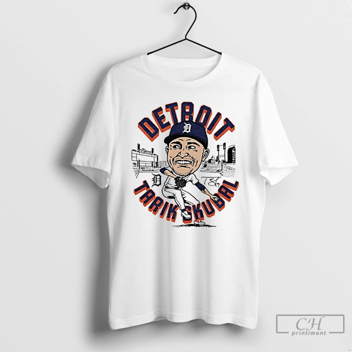 Premium Tigers Tarik Skubal Player Signature Caricature T-Shirts, Hoodie, Sweatshirt | PureTeeCo.com