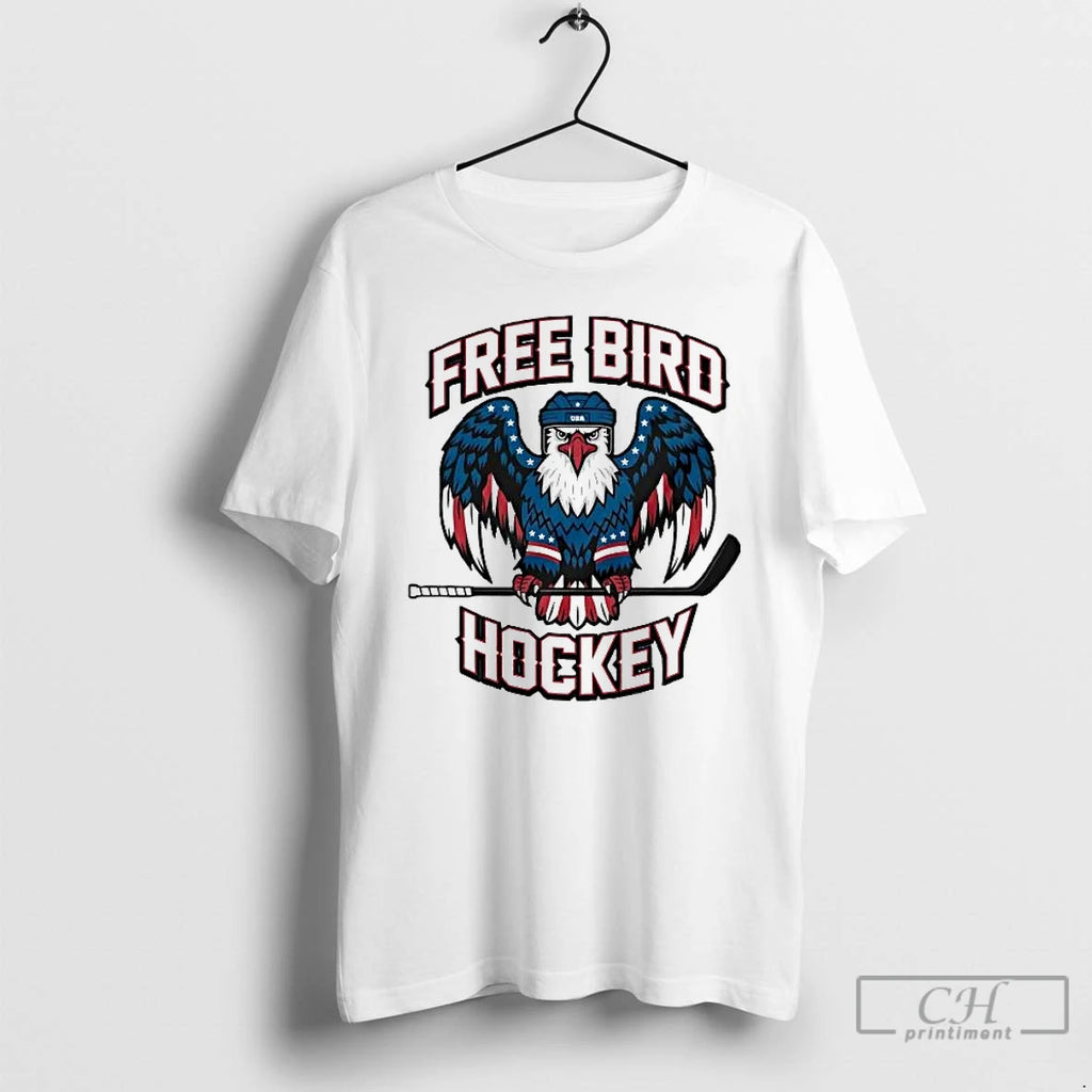 Premium Usa Hockey Free Bird Hockey T-Shirts, Hoodie, Sweatshirt | PureTeeCo.com