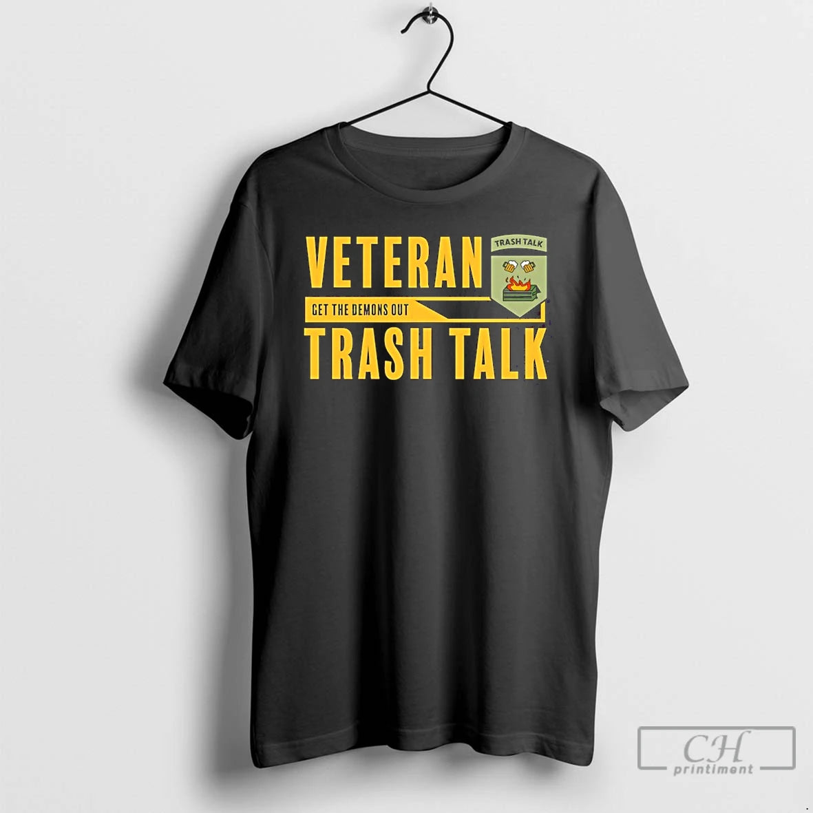Premium Veteran Get The Demons Out Trash Talk T-Shirts, Hoodie, Sweatshirt | PureTeeCo.com