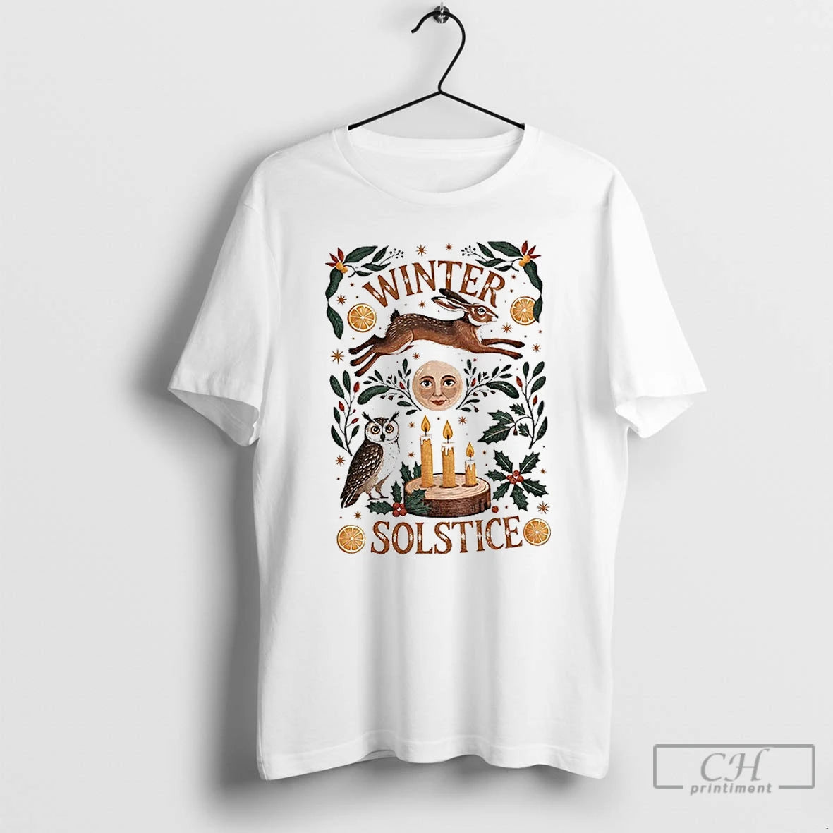 Premium Winter Solstice Mystical Moon And Rabbit Merry Christmas T-Shirts, Hoodie, Sweatshirt | PureTeeCo.com