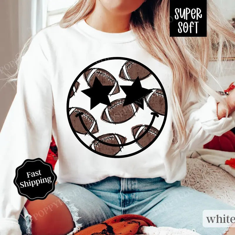 Preppy Football Sweatshirt, Game Day Football Crewneck, Womens Sweatshirt, Fall Sweater T-Shirts, Hoodie | PureTeeCo.com