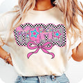 Preppy Mama Coquette Checkered Pink Floral Dalmatian Mimi Mothers Day T-Shirt Hoodie, Sweatshirt | PureTeeCo.com