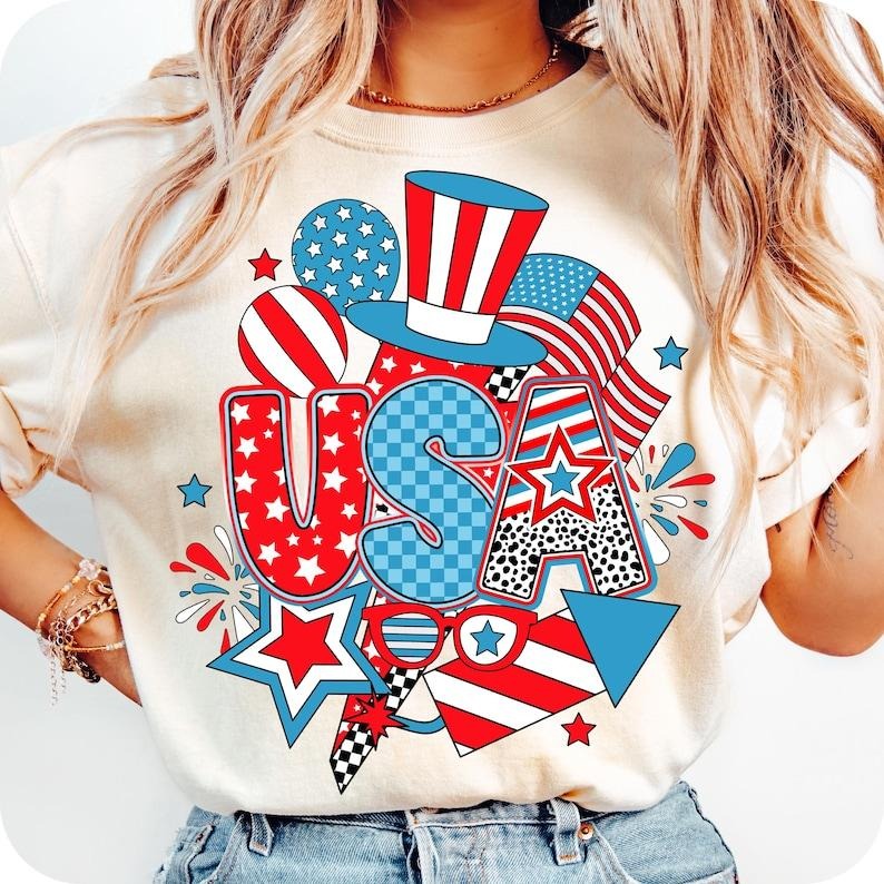 Preppy USA Retro Checkered America Coquette 1776 Girly Memorial T-Shirt Hoodie, Sweatshirt | PureTeeCo.com