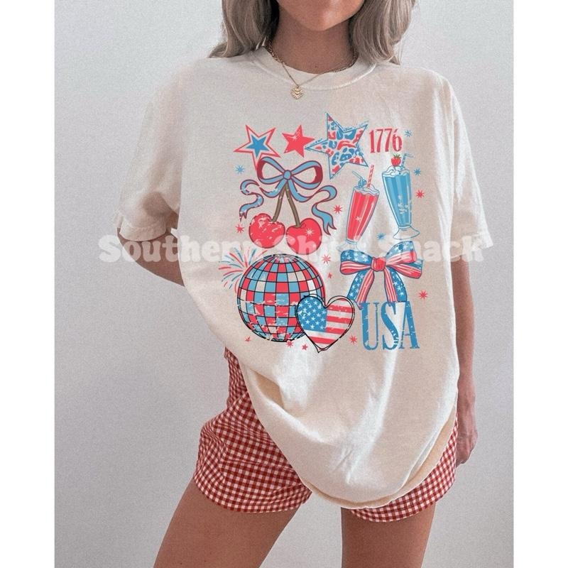 Preppy USA collage 1776 t shirt  | Ivory comfort colors t shirt | 4th of July T shirt Hoodie, Sweatshirt | PureTeeCo.com