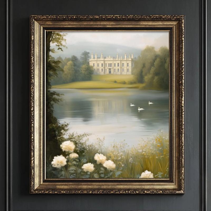 Pride And Prejudice Pemberley Estate Poster, Jane Austen Inspired Wall Art, English Countryside Decor, Classic Literature Print