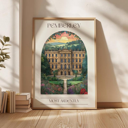 Pride and Prejudice Pemberley Poster, Regency Era Art Print, Literary Couple Wall Decor, Bookish Aesthetic, Vintage Novel Art