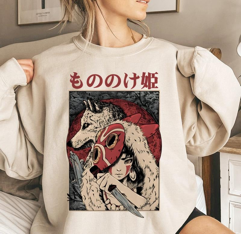 Princess Mononoke Washed Acid Sweatshirt Womenswear Hoodie T-Shirts | PureTeeCo.com