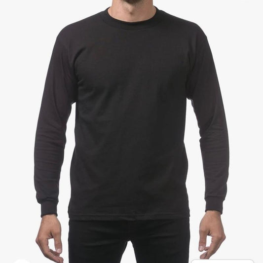 Pro Club Heavyweight Cotton Long Sleeve Crew Neck T-Shirt Casual Crewneck Classic Top Man